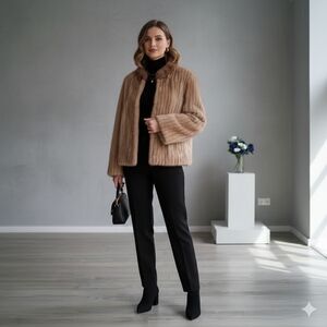 Elegant Tan Faux Fur Jacket